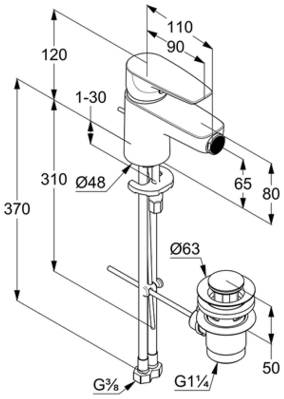 Kludi PURE&SOLID Bidet-Einhandmischer mit Metall-Ablaufgarnitur chrom 342160575 - Bild 2