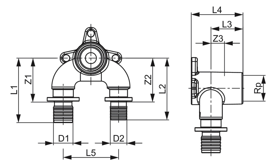 TECEflex U-Doppelwandscheibe 16 mm x 1/2'' IG x 20 mm reduziert Siliziumbronze 708606 - Bild 2