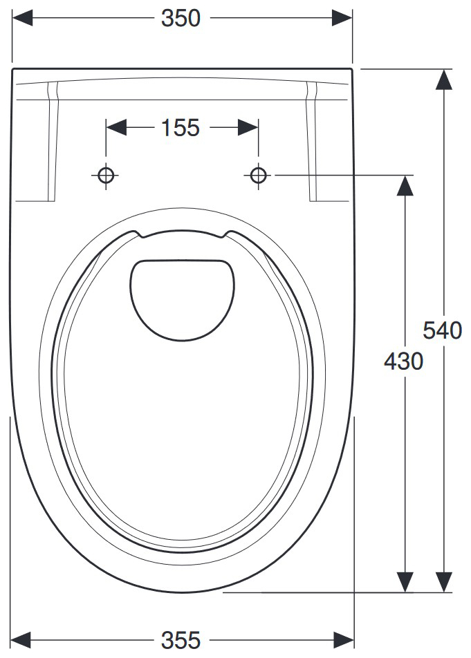 VIGOUR Wand-Tiefspül-WC clivia plus +5cm, ohne Spülrand, Ausladung 54 cm, weiss - Bild 3