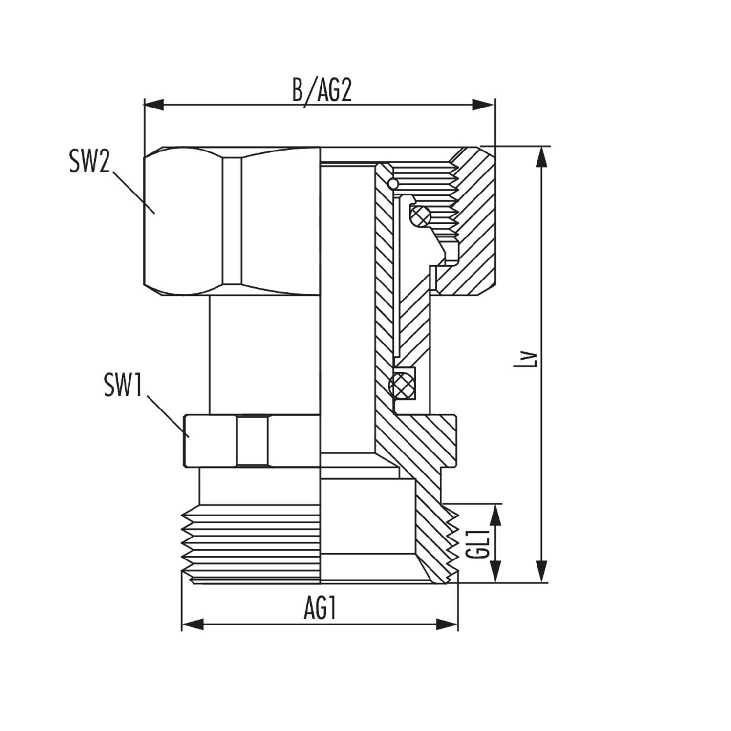 Hummel Teleskop-Adapter G 3/4 x G 3/4 Auszug 16 mm, Messing vernickelt 2559343401 - Bild 3