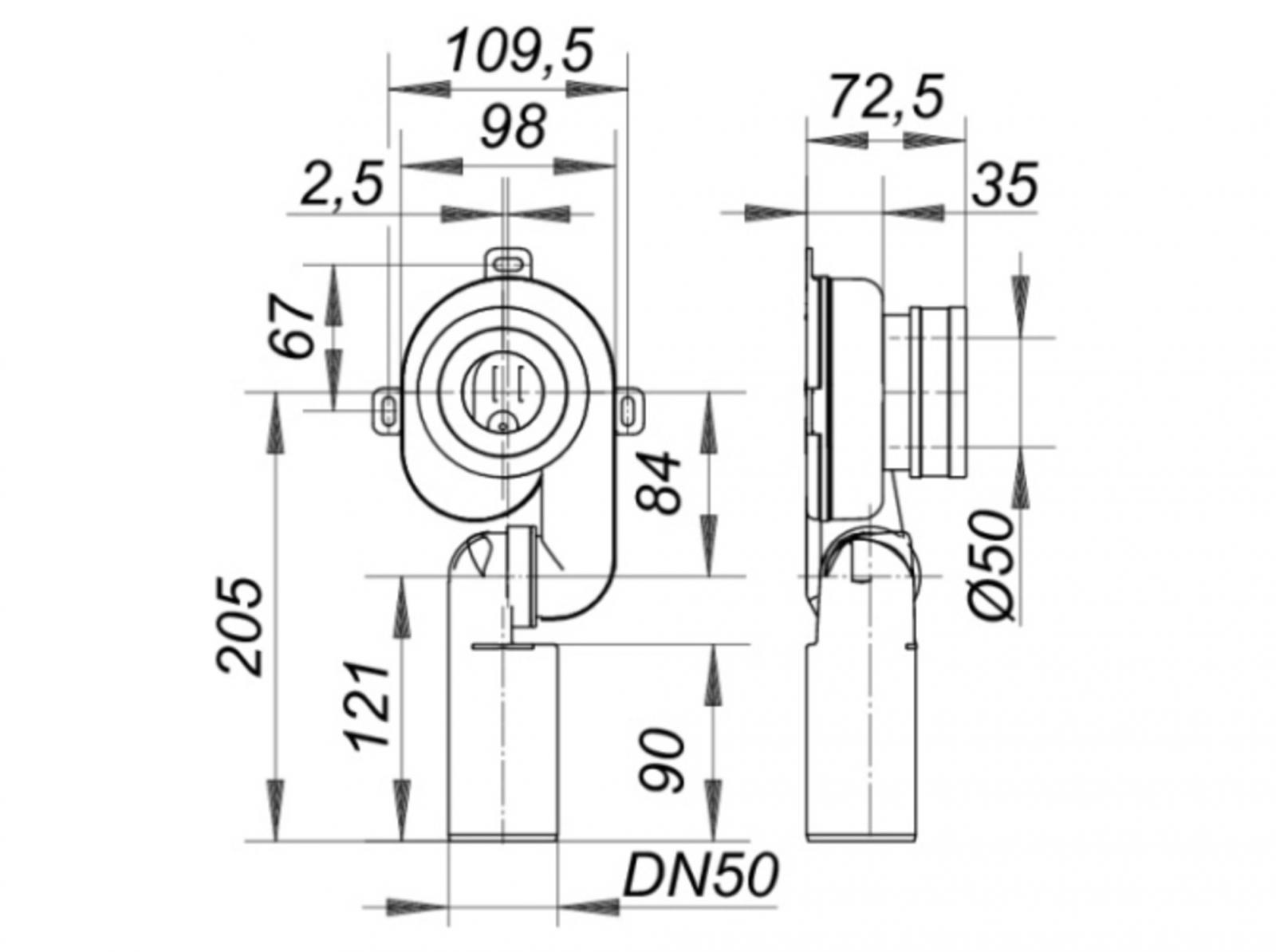 Urinal-Absaugsiphon Dallmer HL 430 Abgang DN 50 0-90 Grad verstellbar 360021 - Bild 2