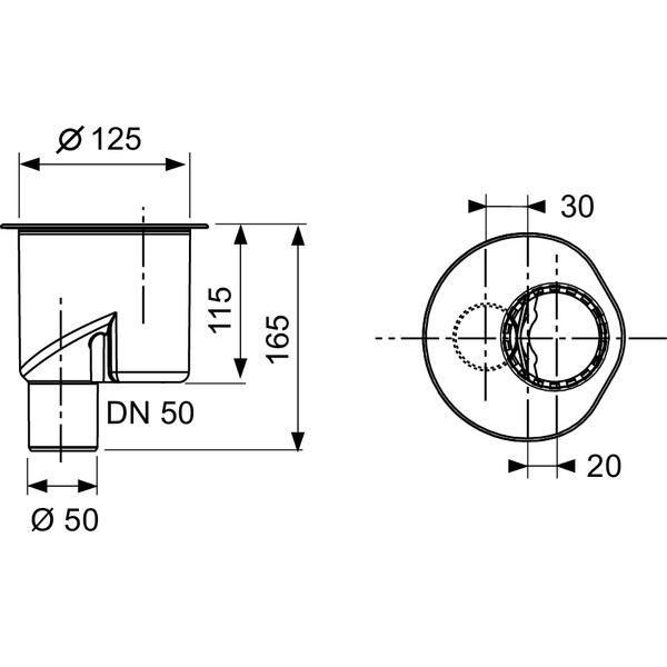 TECEdrainline Ablauf DN 50 senkrecht, Ablaufleistung 1,3 l/s 650003 - Bild 2