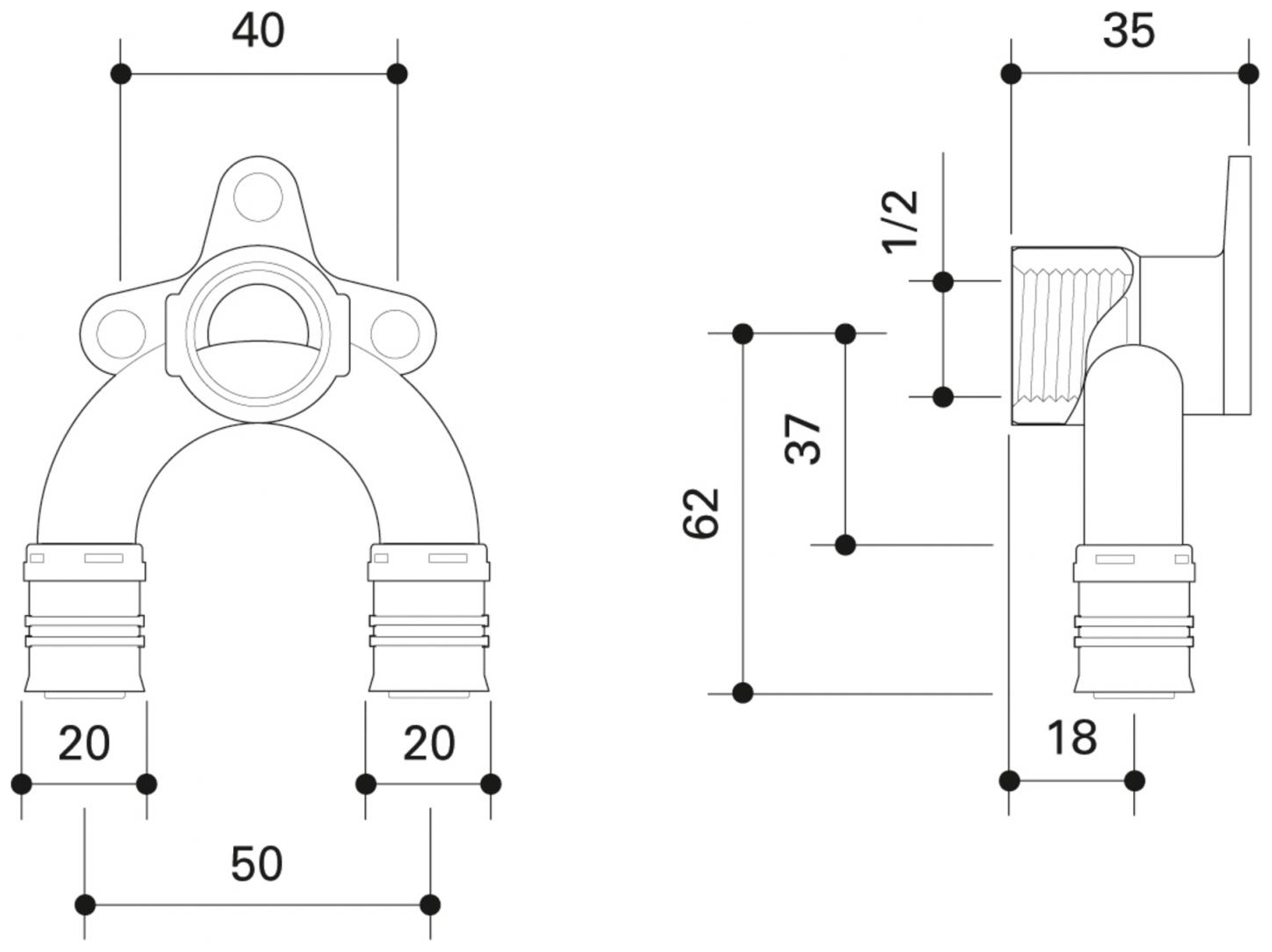 CONEL Connect MV2 Doppelwandwinkel 20 x 1/2'' IG - Bild 2