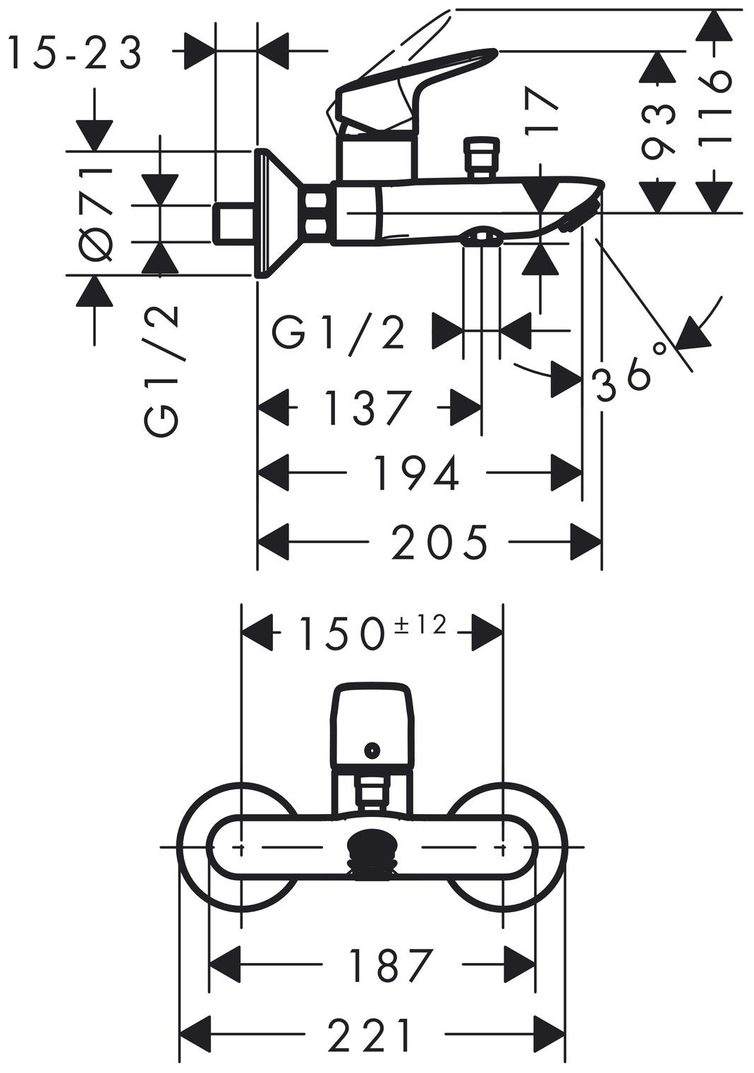Hansgrohe Logis Wannenmischer Aufputz chrom 71400000 - Bild 2