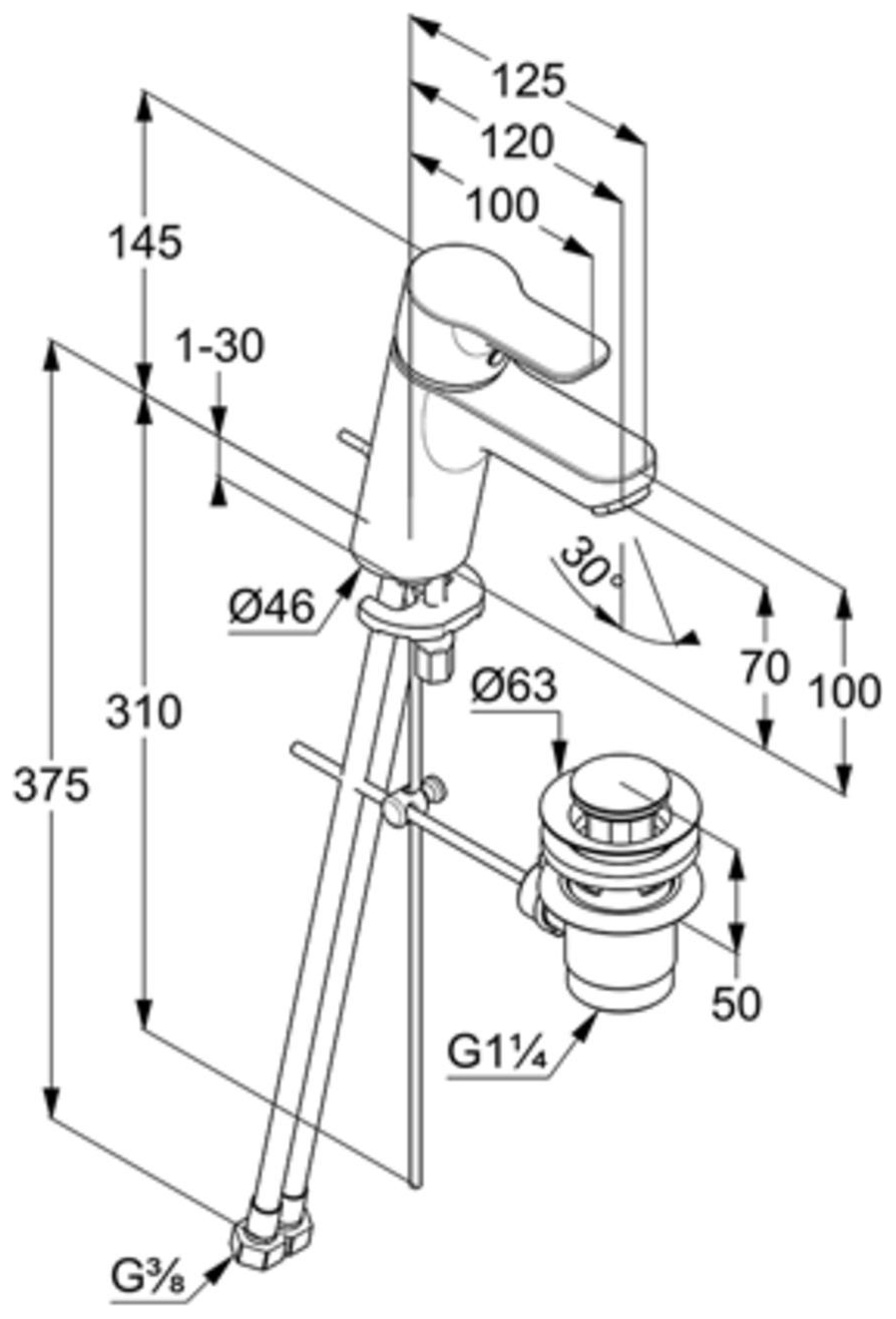 Kludi PURE&EASY Waschtisch-Einhandmischer 70 mit Metall-Ablaufgarnitur chrom 373820565 - Bild 2