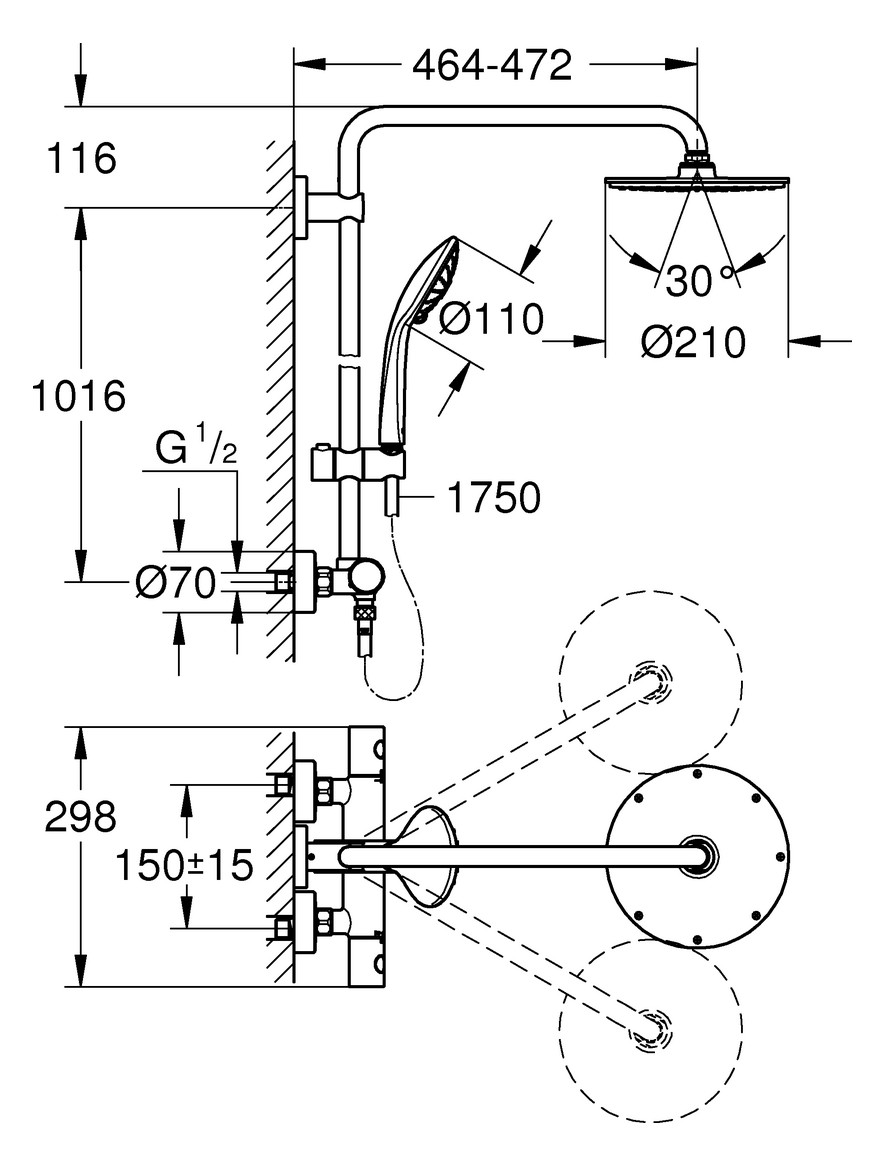 GROHE Duschsystem Euphoria XXL Kopfbrause 210 mm chrom 27964000 - Bild 2