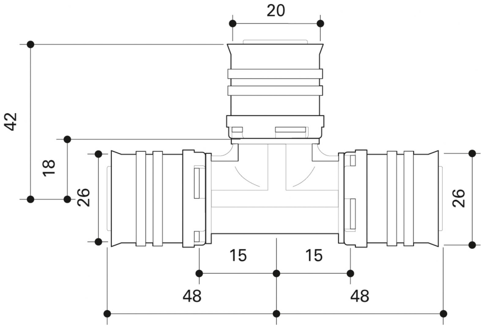 CONEL Connect MV2 T-Stück 26x20x26 mm CCMVT262026N - Bild 2