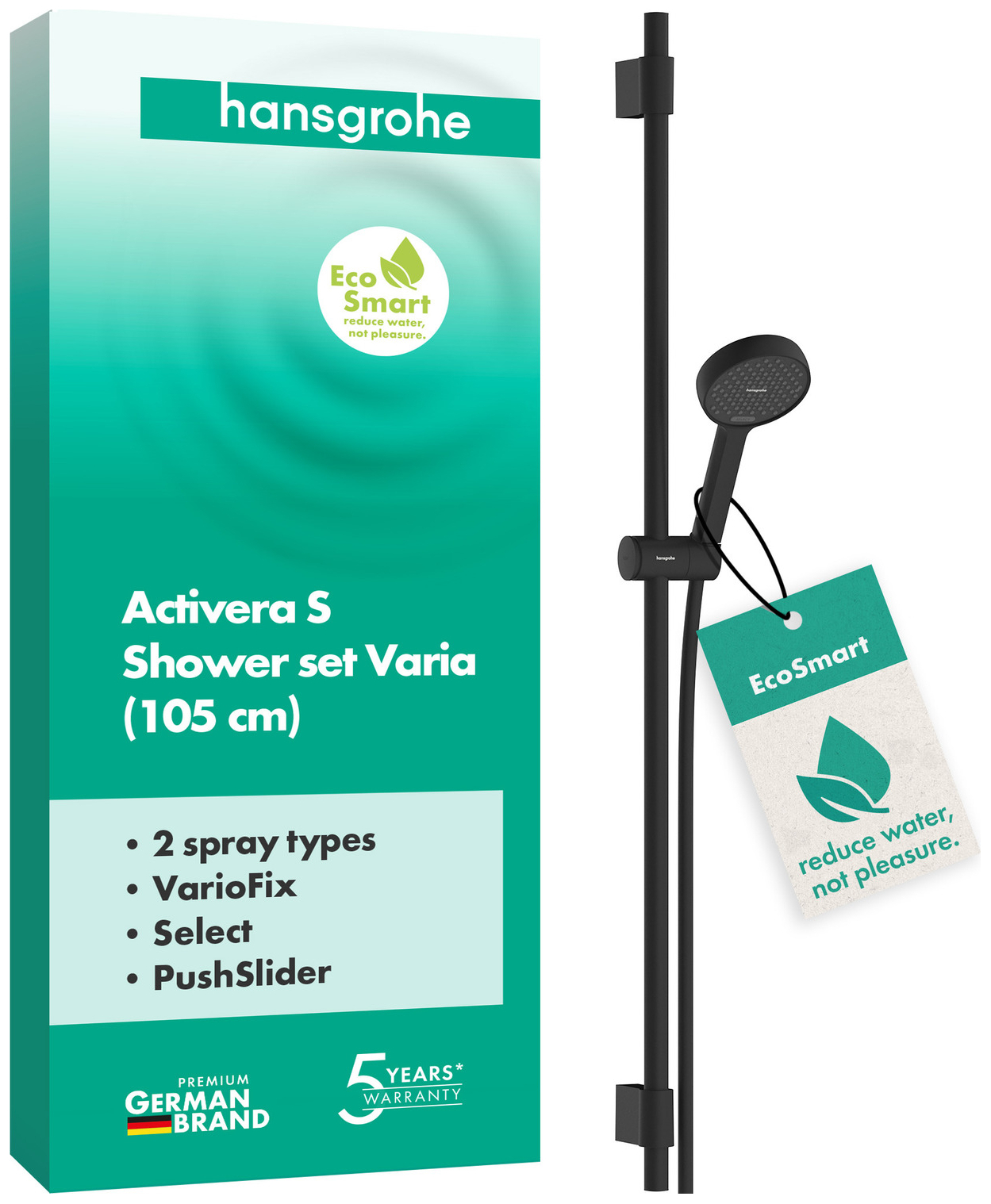 Hansgrohe Brauseset Activera Select S 95 2jet EcoSmart mit Brausestange Typ105 schwarz matt