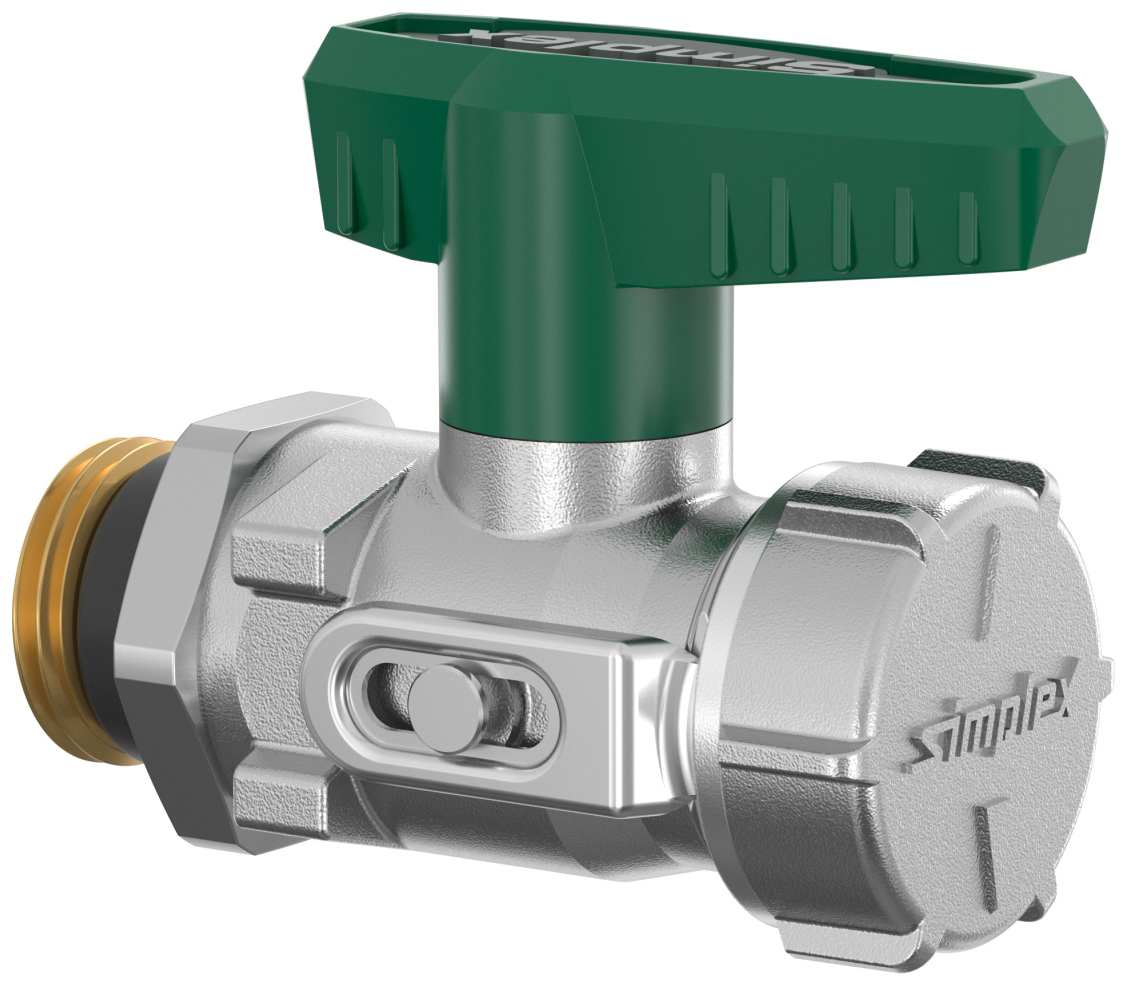 Simplex KFE-Kugelhahn 1/2'' vernickelt selbstdichtend für Trinkwasser