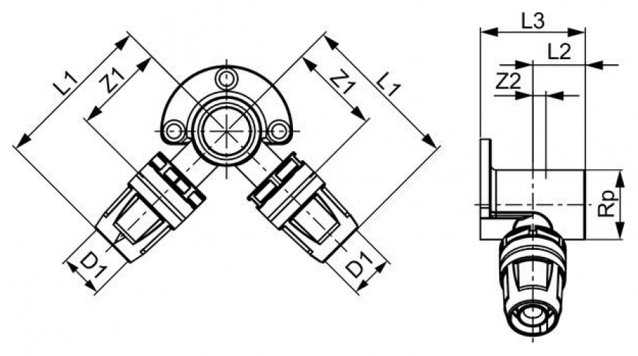 TECElogo-Push Doppelwandscheibe 16 mm x 1/2'' IG x 16 mm Siliziumbronze 8723014 - Bild 2