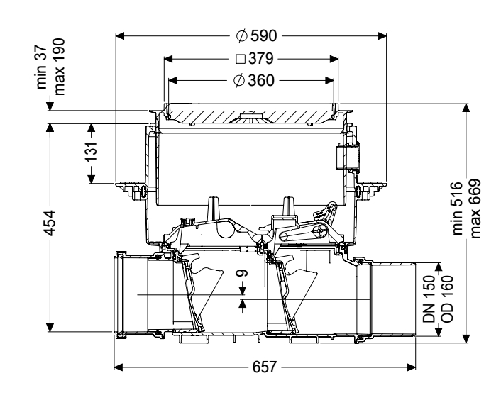 KESSEL Rückstauverschluss Staufix SWA DN150, Einbau Bodenplatte, befliesbar 73150.10X - Bild 2