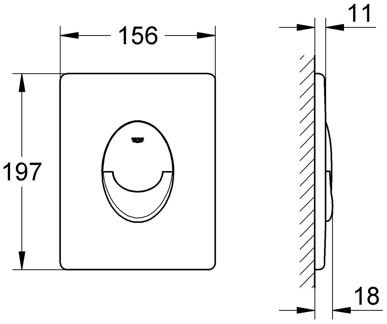 GROHE Abdeckplatte Skate Air senkrecht für 2-Mengen/Start-Stopp weiss 38505SH0 - Bild 2