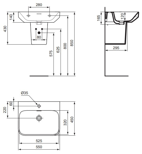 VIGOUR Waschtisch-Set derby V3 55cm