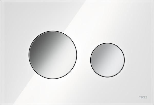 TECEloop WC-Betätigungsplatte 2-Mengen Glas weiß, Tasten chrom glänzend 9240660 - Bild 1