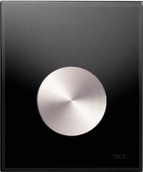 TECEloop Urinal-Betätigungsplatte Glas schwarz, Taste gebürstet, inklusive Kartusche 9242663 - Bild 1