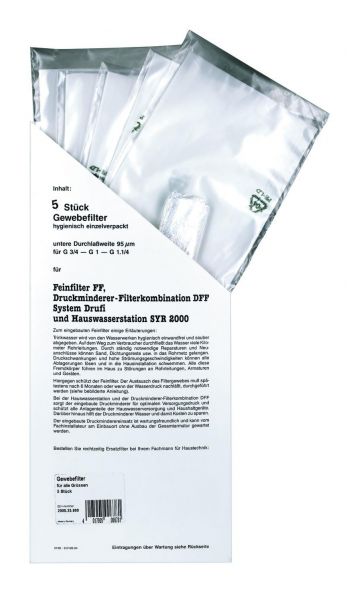 SYR 5x Gewebefilter 95µm Filtergewebe für Feinfilter FF und DFF, inklusive Nullring Nr. 2000.25.900 - Bild 1