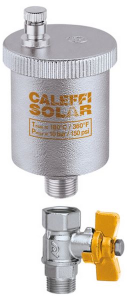 Caleffi Schnellentlüfter, Solar 3/8'' mit Absperrkugelhahn 250131 - Bild 1