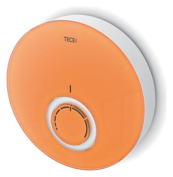 TECEfloor Designthermostat-Blende DT Glas orange, Gehäuse weiß 77400017 - Bild 1