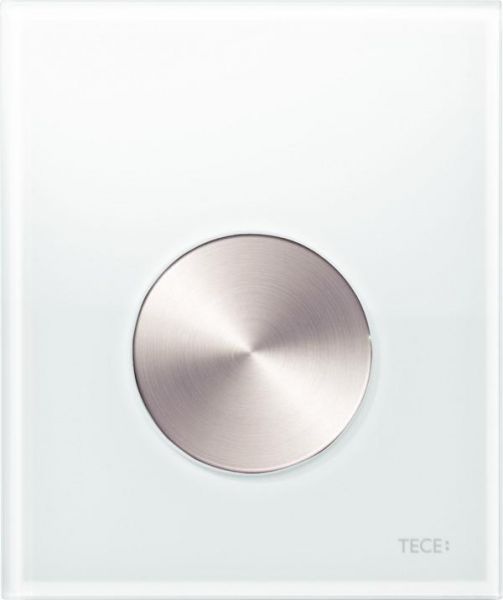 TECEloop Urinal-Betätigungsplatte Glas weiß, Taste gebürstet, inklusive Kartusche 9242661 - Bild 1