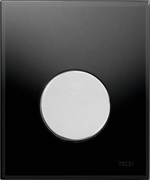 TECEloop Urinal-Betätigungsplatte Glas schwarz, Taste chrom matt, inklusive Kartusche 9242655 - Bild 1