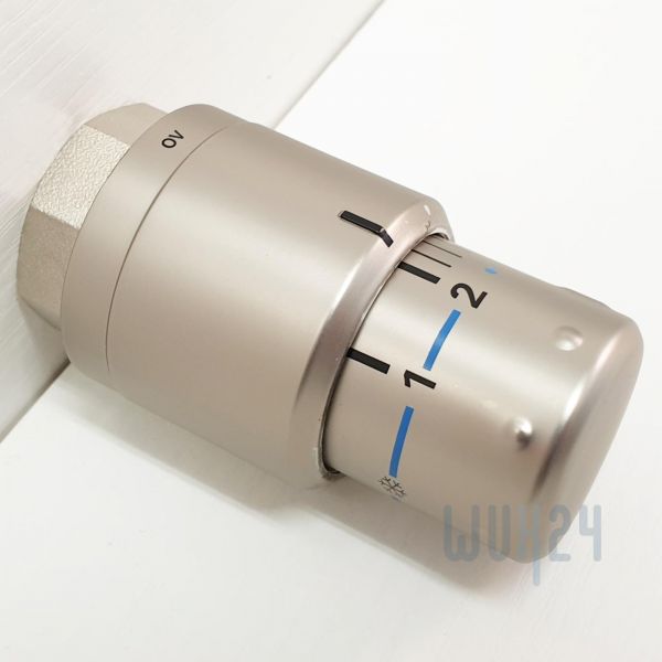 Kermi Thermostatkopf mit Nullstellung Edelstahl-Optik ZV00380002 für Design-Bad-Heizkörper - Bild 1