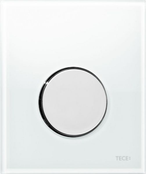TECEloop Urinal-Betätigungsplatte Glas weiß, Taste chrom glänzend, inklusive Kartusche 9242660 - Bild 1
